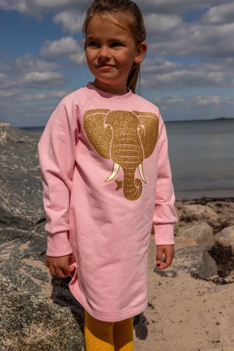Danefæ Dyrfurry Sweat Dress Pastel Pink ELEFANT | Børn Sweatshirts