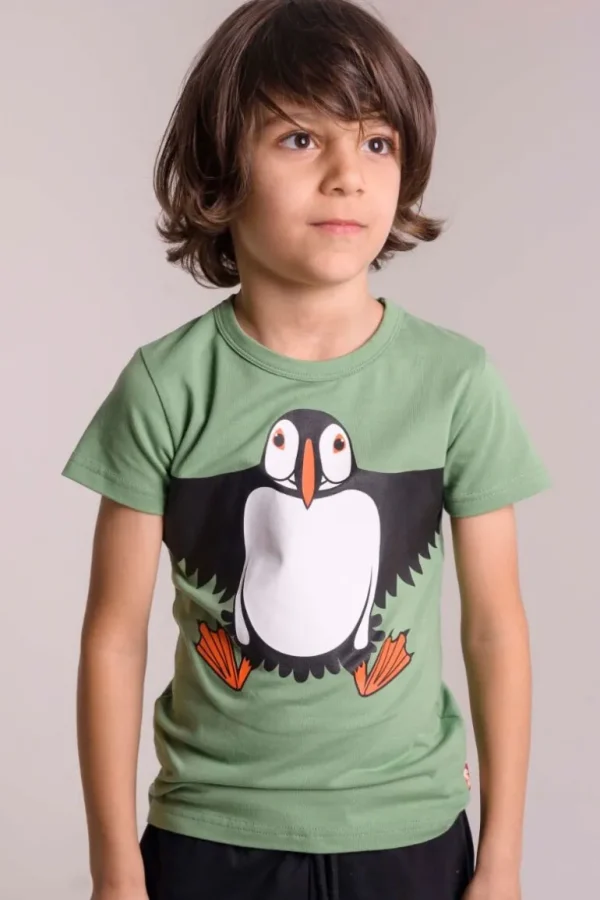 Danefæ Dyrgrowl T Sage FLYING PUFFIN | Børn T-shirts