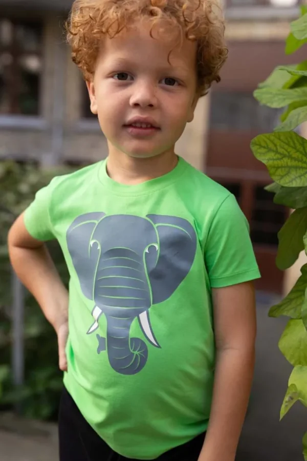 Danefæ Dyrgrowl T Bright Green ELEFANT | Børn T-shirts
