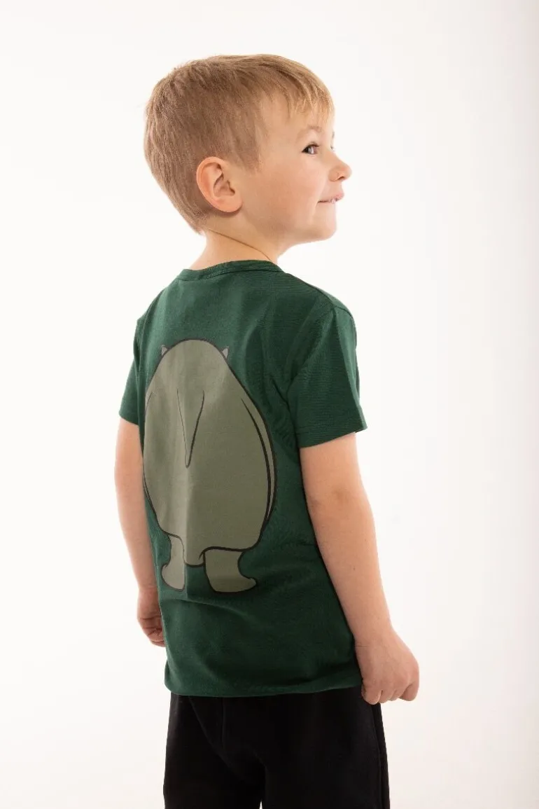 Danefæ Dyrgrowl T Din Ven Dark Khaki FLODHEST | Børn T-shirts