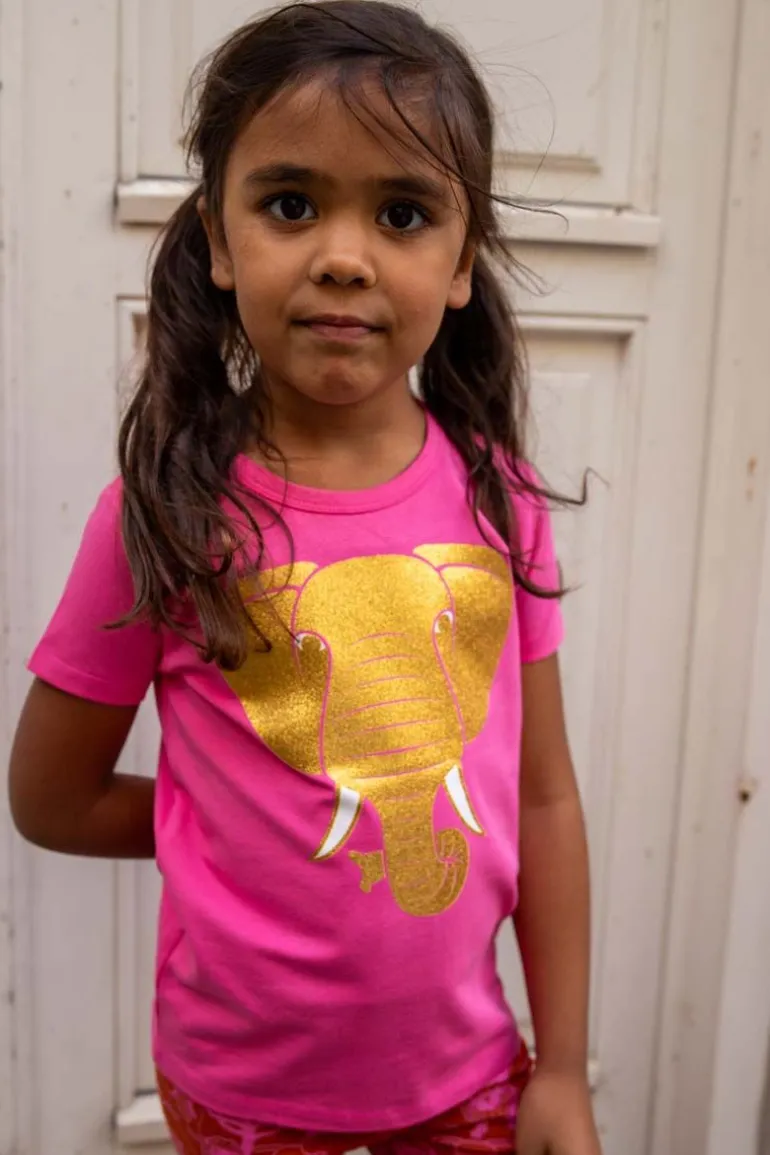 Danefæ Dyrgrowl T Super Pink ELEFANT Glitter | Børn T-shirts
