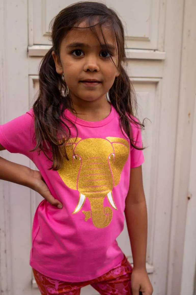 Danefæ Dyrgrowl T Super Pink ELEFANT Glitter | Børn T-shirts