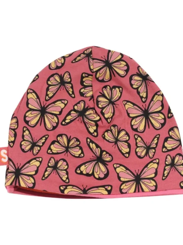 Danefæ Dyrloeve Beanie Old Rose FLUTTER/STRIPE Reversible | Huer Og Vanter