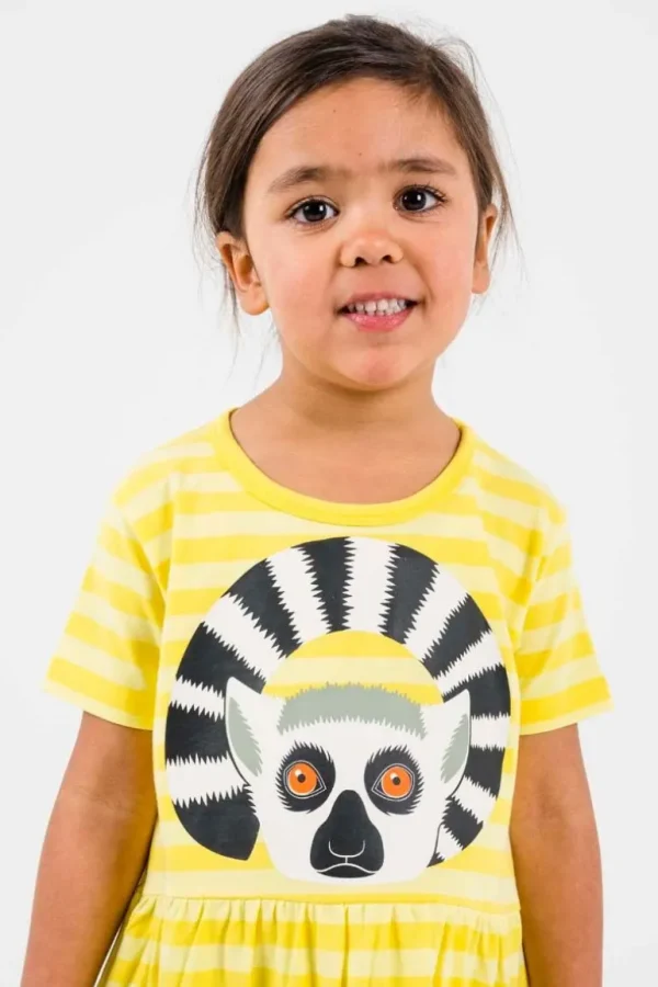 Danefæ Dyrpower Dress Bright Yellow/Light Yellow KATTALEMUR | Børn Kjoler