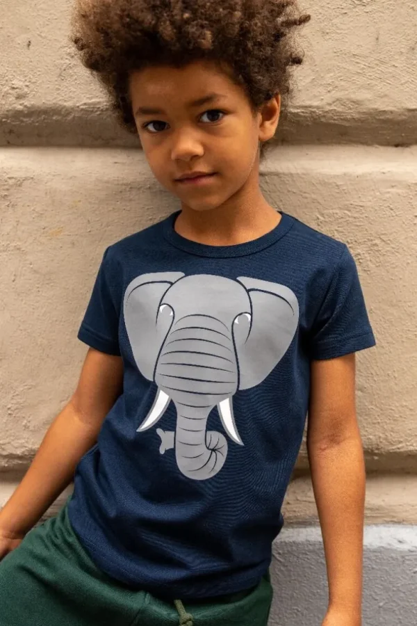 Danefæ Dyrprimate SS NOOS Navy ELEFANT | Børn T-shirts