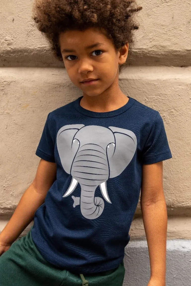 Danefæ Dyrprimate SS NOOS Navy ELEFANT | Børn T-shirts