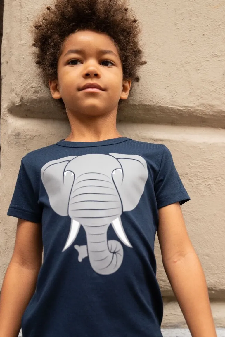 Danefæ Dyrprimate SS NOOS Navy ELEFANT | Børn T-shirts