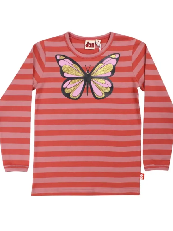 Danefæ Dyrroar T AOP/STRIB Antique Rose/Swedish Red SOMMERFUGL | Børn Bluser