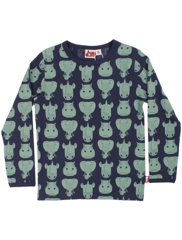 Danefæ Dyrroar T AOP/STRIB Dark Navy/Grey Moss TYKHUDER | Børn Bluser