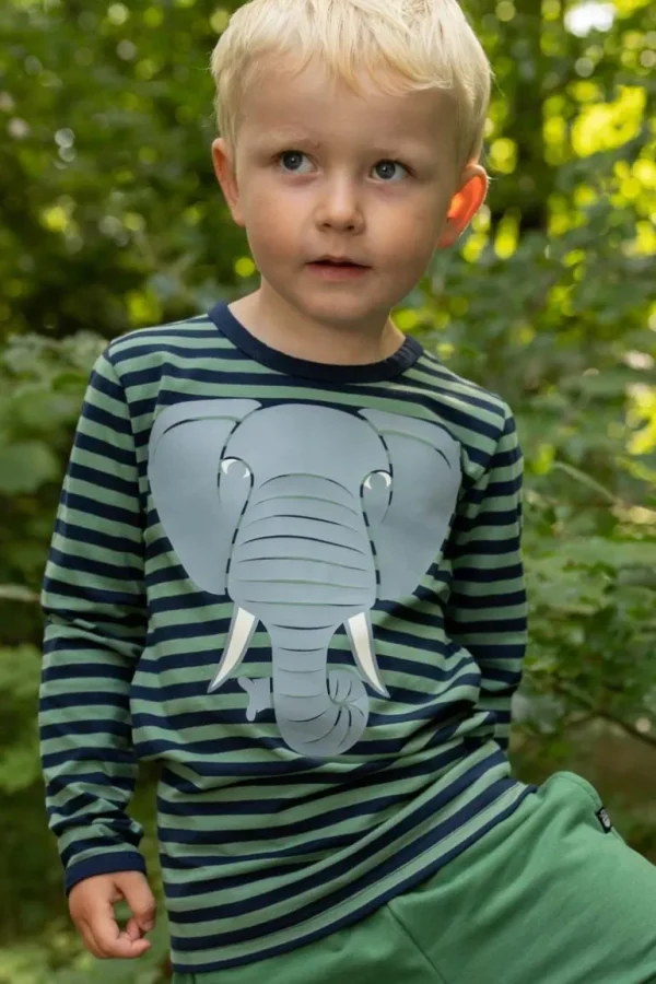 Danefæ Dyrroar T AOP/STRIB Dark Navy/Grey Moss ELEFANT | Børn Bluser