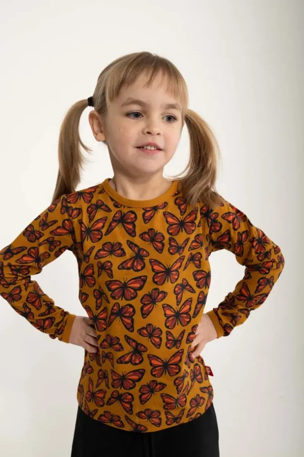 Danefæ Dyrroar T AOP/STRIB Golden Honey FLUTTER | Børn Bluser