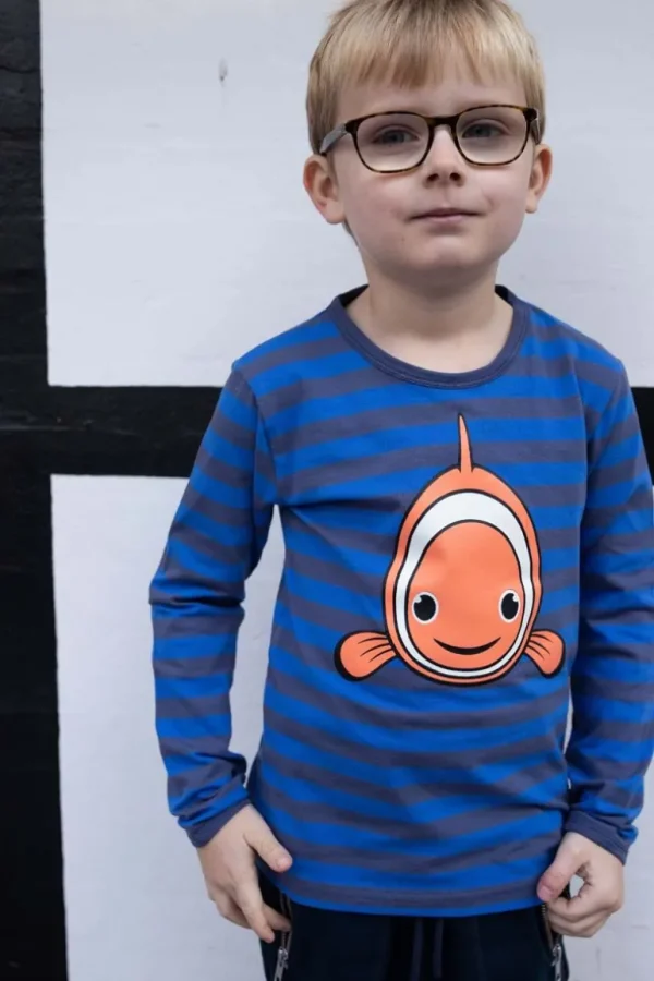 Danefæ Dyrroar T AOP/STRIB Grey Marine/Royal Blue KLOVNFISK | Børn Bluser