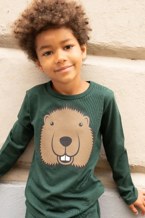 Danefæ Dyrroar T Black Green BEAVER | Børn Bluser