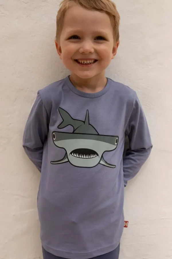 Danefæ Dyrroar T Blue Grey HAMMERHAJ | Børn Bluser