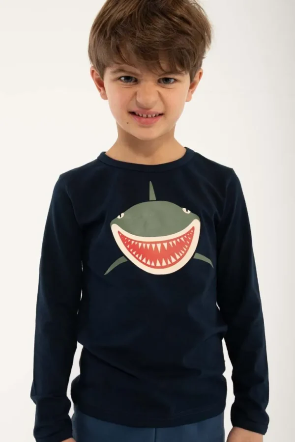 Danefæ Dyrroar T Navy HAJ | Børn Bluser