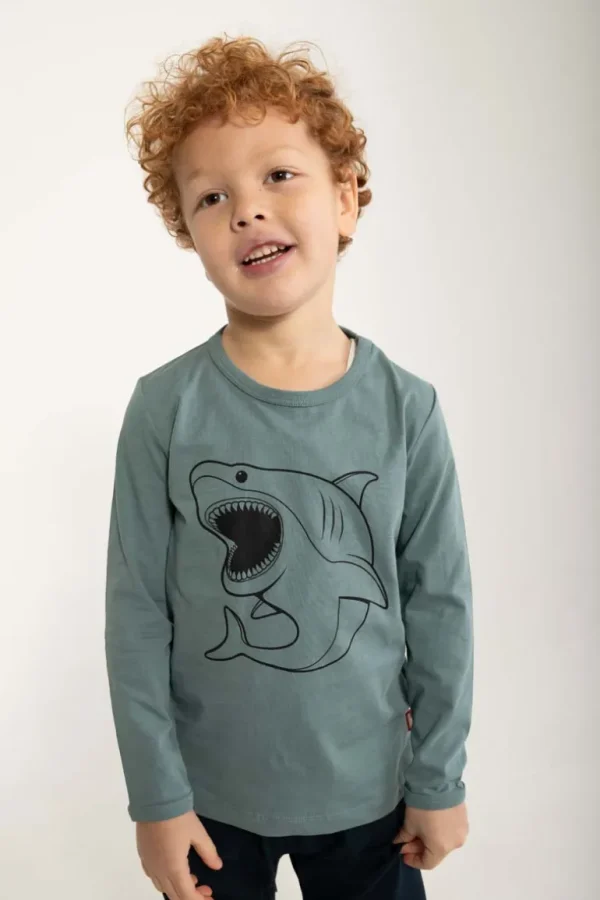 Danefæ Dyrshedding T Blue Grey OUTLINE HVIDHAJ | Børn Bluser