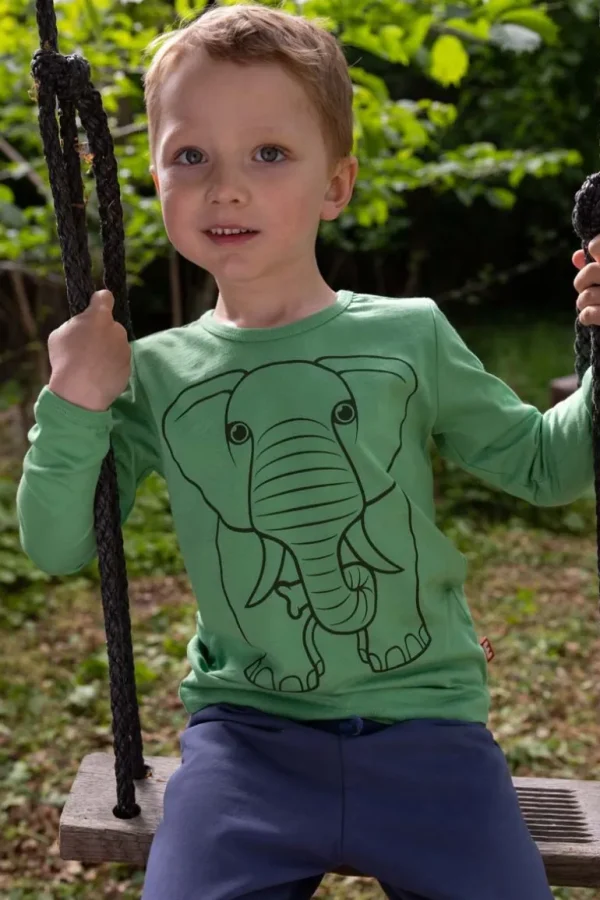 Danefæ Dyrshedding T Dusty Green OUTLINE ELEFANT | Børn Bluser
