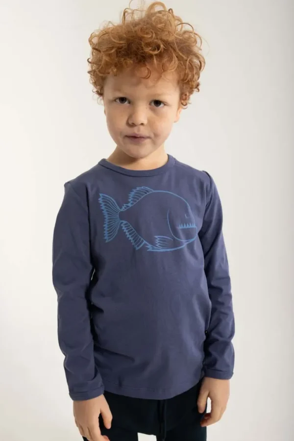 Danefæ Dyrshedding T Grey Marine OUTLINE PIRATFISK | Børn Bluser