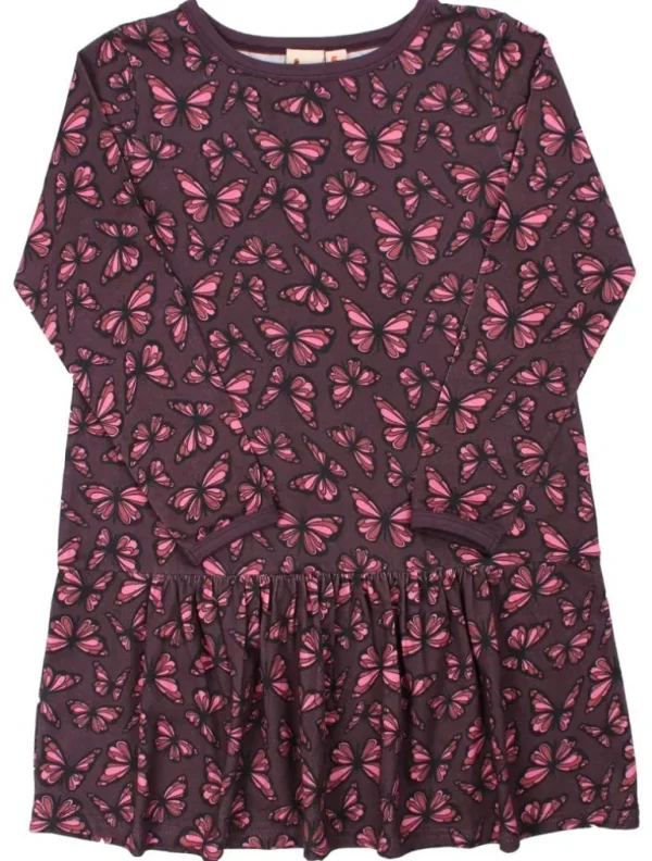 Danefæ Dyrzanzi LS Dress AOP/STRIB Grey Viola FLUTTER | Børn Kjoler