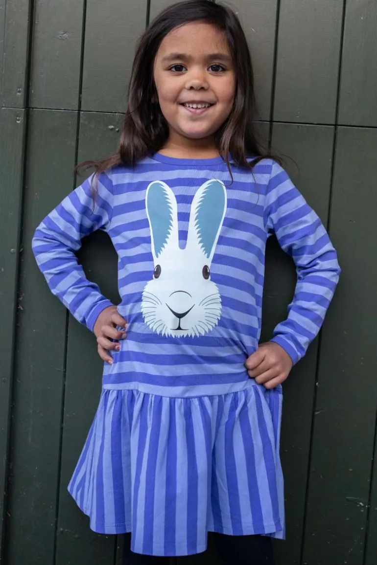 Danefæ Dyrzanzi LS Dress AOP/STRIB Cold Purple/Ice Viola VILDKANIN | Børn Kjoler