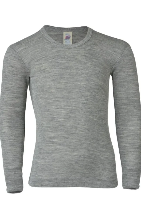 Danefæ Engel Wool Natur Kids Shirt LS Lt Grey Melange | Børn Uld | Bluser