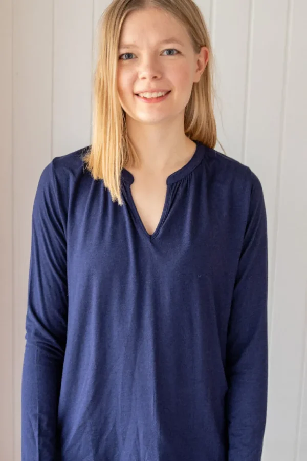 Danefæ ESS - Danebaba Wool Blouse Dk Navy | Dame Bluser