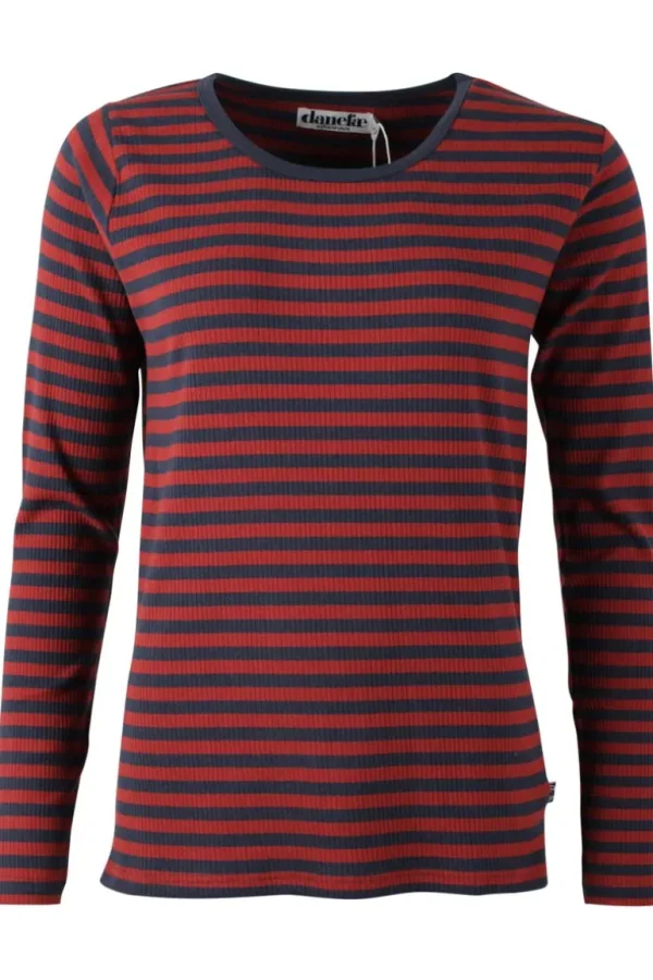 Danefæ ESS - Danepartner LS Dk Navy/Redwine | Dame Bluser