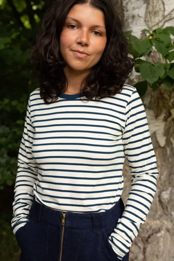 Danefæ ESS - ORGANIC Danemakker LS Dark Navy/Chalk | Dame Bluser