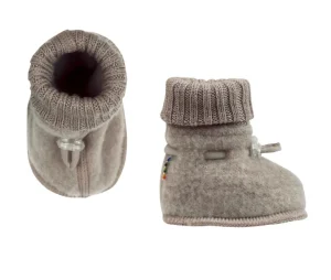 Danefæ JOHA Sleeping Booties Uld Fleece Sesame Melange | Uld | Sko Og Støvler