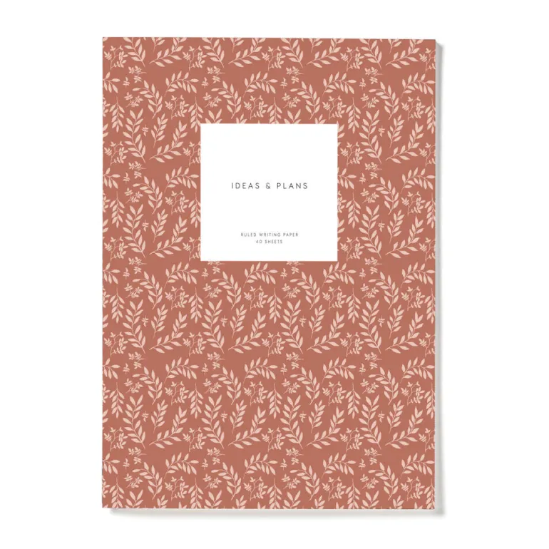 Danefæ Kartotek Notebook Small Terracotta LEAVES | Kort Og Notesbøger