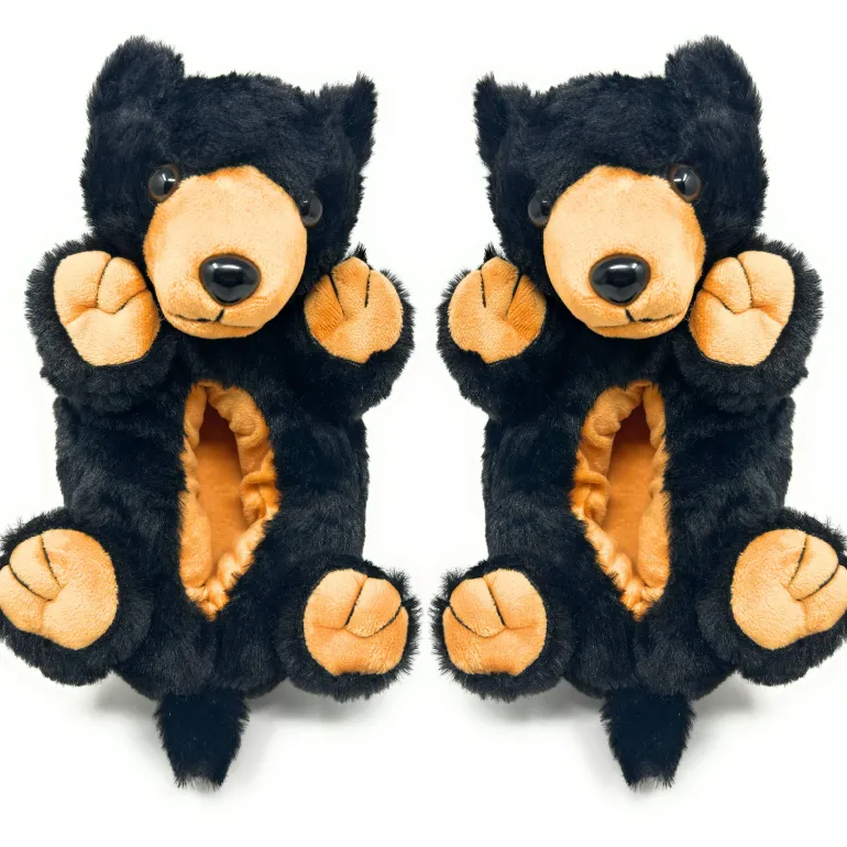 Danefæ Kid's Plush Non Slip Slippers Homer the Black Bear | Børn Hjemmesko | Sko