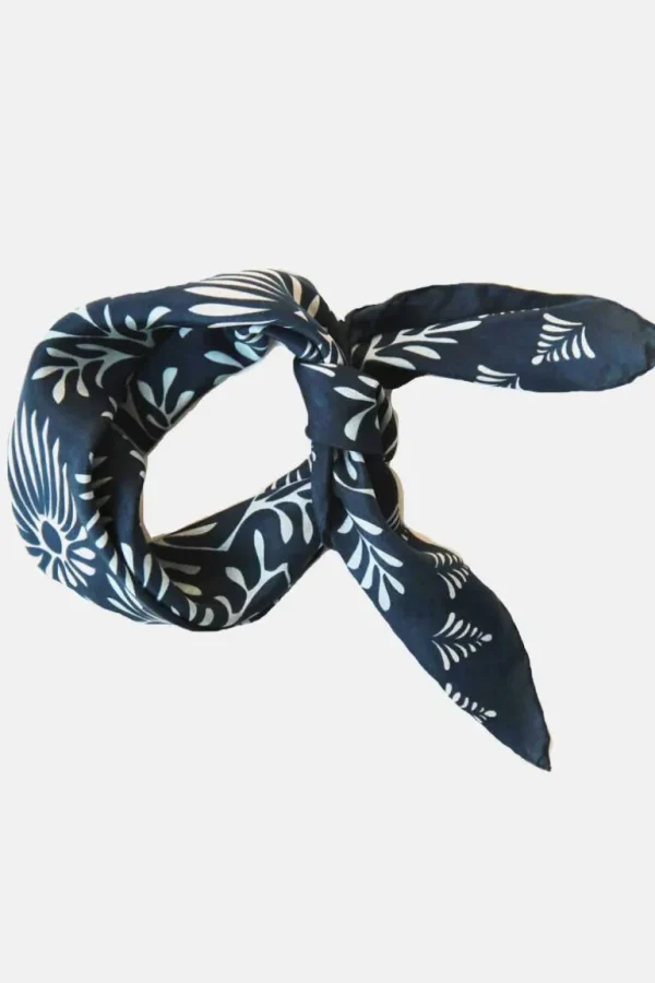 Danefæ Les Belles Vagabondes Mini Silk Scarf Azalee Navy | Dame Tørklæder