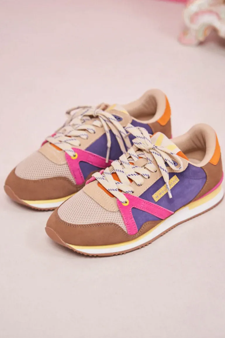 Danefæ M.MOUSTACHE André Running Sneakers Suede Et Mesh Taupe Ecru | Dame Sneakers