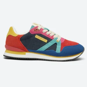 Danefæ M.MOUSTACHE André Running Sneakers Suede Bleu Rouge Orange | Dame Sneakers