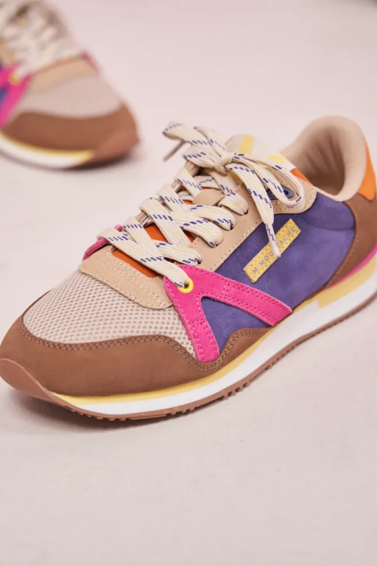 Danefæ M.MOUSTACHE André Running Sneakers Suede Et Mesh Taupe Ecru | Dame Sneakers
