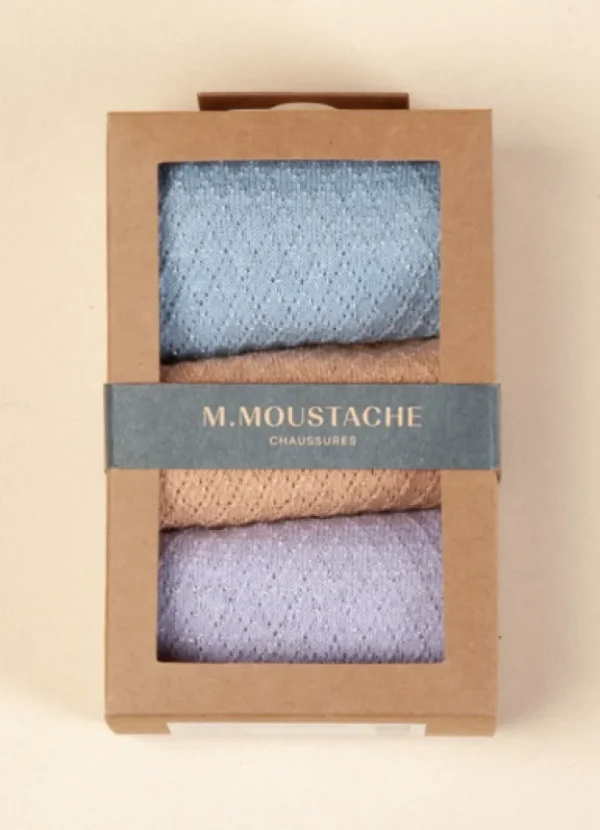 Danefæ M.MOUSTACHE Chaussettes Strømper 3-Pak Gaufré paillettes | Dame Strømper