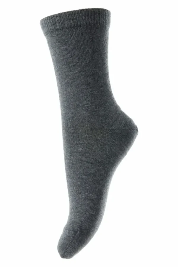 Danefæ MP Wool/Cotton Socks Dark Grey Melange-497 | Dame Strømper