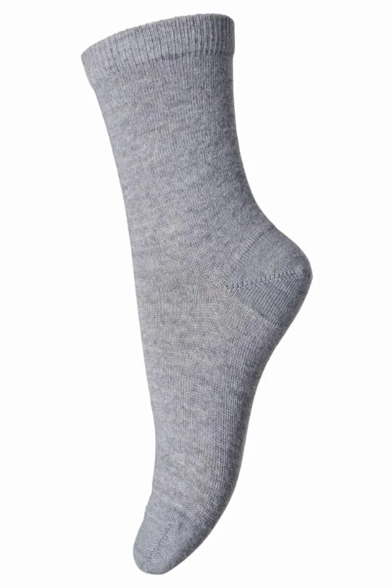Danefæ MP Wool/Cotton Socks Grey Melange-491 | Dame Strømper