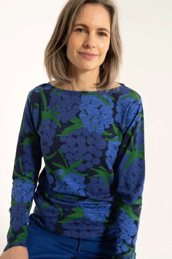 Danefæ ORGANIC - Daneboat Neck Viscose Slub LS Tee Deep Blue MAXIBERRY | Dame Bluser