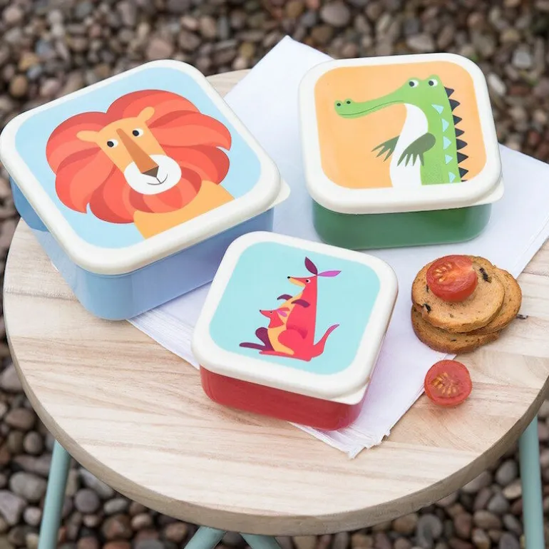 Danefæ RL Snack Box-Set of 3 Colorful Creatures | Børn Drikkedunke Og Madkasser