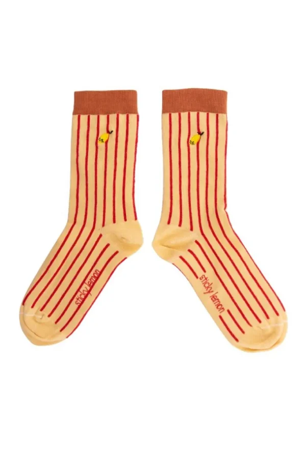 Danefæ Sticky Lemon Socks Stripes Biscotti Beige | Dame Strømper