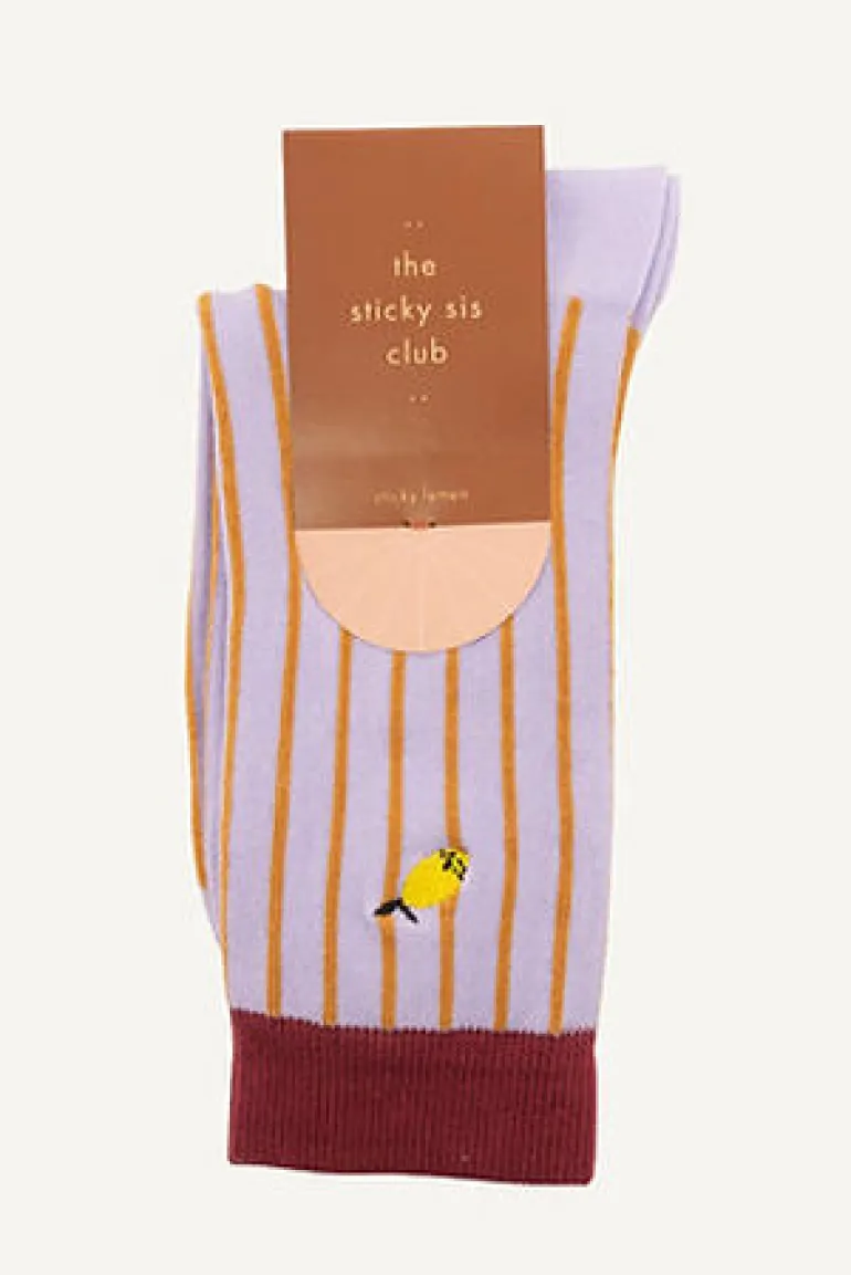 Danefæ Sticky Lemon Socks Stripes Hazy Lilac | Dame Strømper