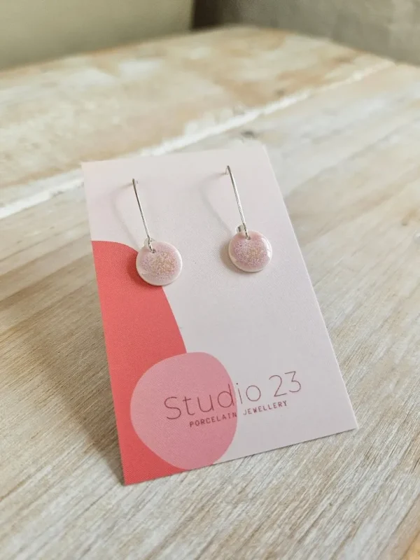 Danefæ Studio 23 Circle Drop Earring Pair Blush Pink | Dame Smykker