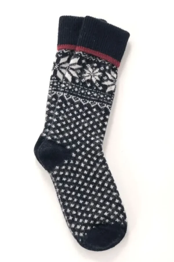 Danefæ WOOLWEAR Uldsokker - Lambswool Navy/bordeaux nr.47 | Dame Strømper